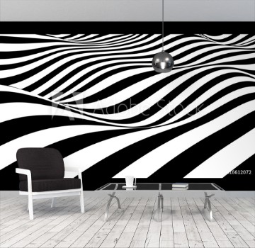 Bild på Hallucination Optical illusion Twisted illustration Abstract futuristic background of stripes Dynamic wave Vector